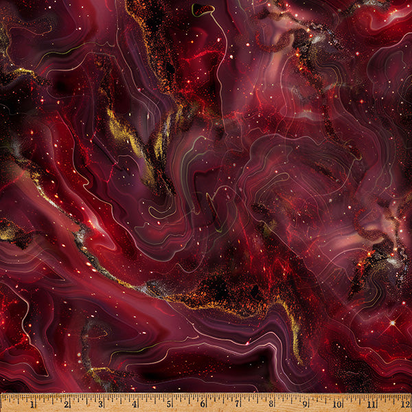 Midnight Flora - Garnet - by Hoffman Fabrics