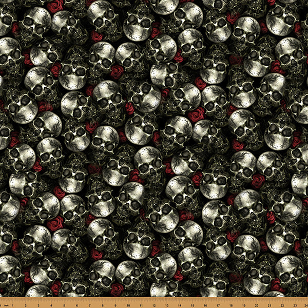 Boneheads & Graveyard Blooms - Bone - by Travis Glasgow with Hoffman Fabrics