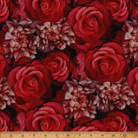 Boneheads & Graveyard Blooms - Scarlet - by Travis Glasgow with Hoffman Fabrics