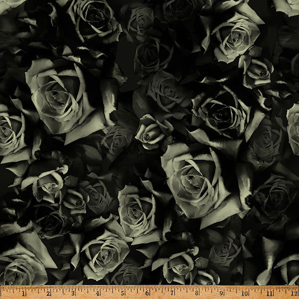Boneheads & Graveyard Blooms - Onyx - by Travis Glasgow with Hoffman Fabrics