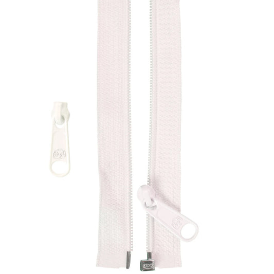 50in Separating Zipper and Extra Slide - White