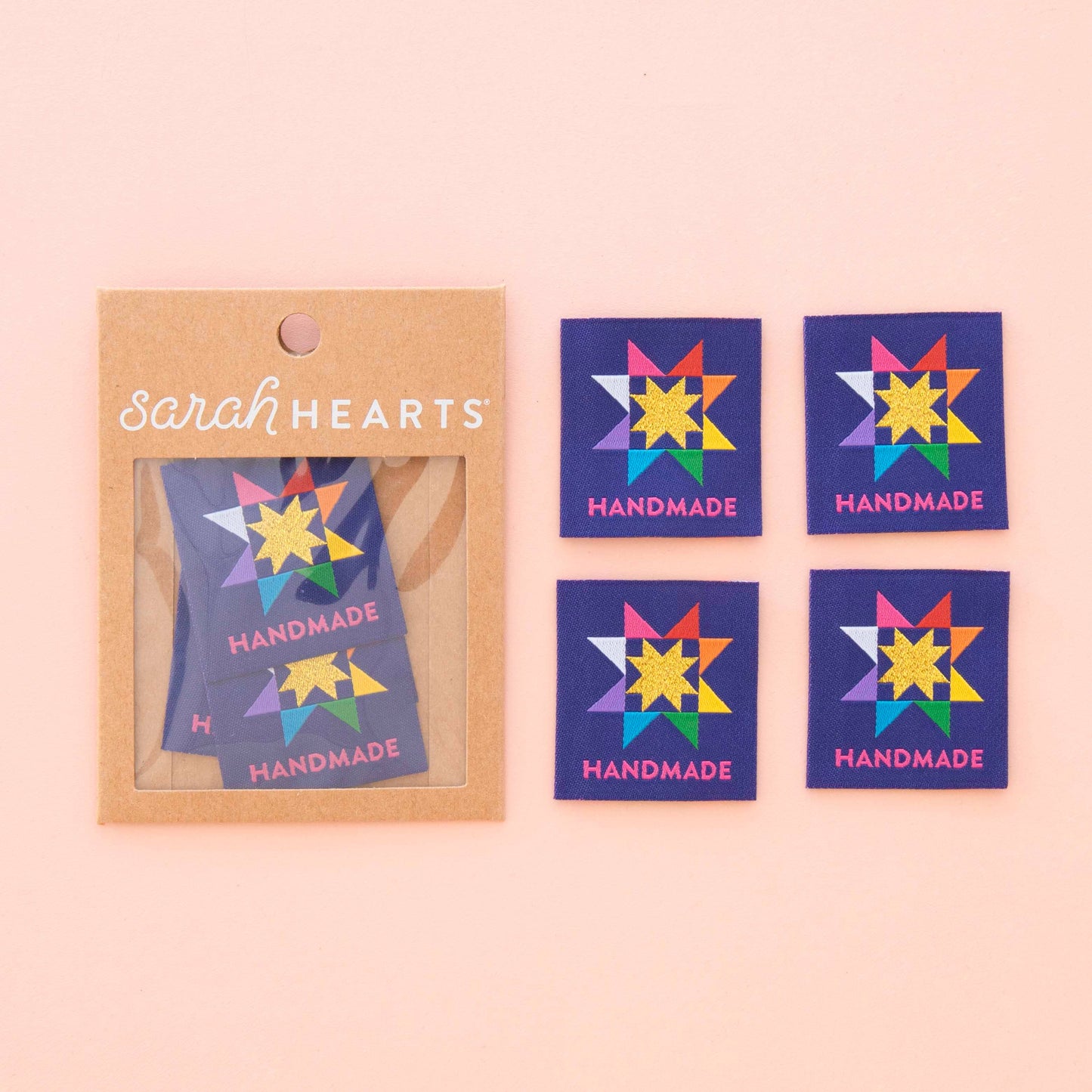 Sarah Hearts - Handmade Quilt Star Large Woven Sewing and Quilting Labels