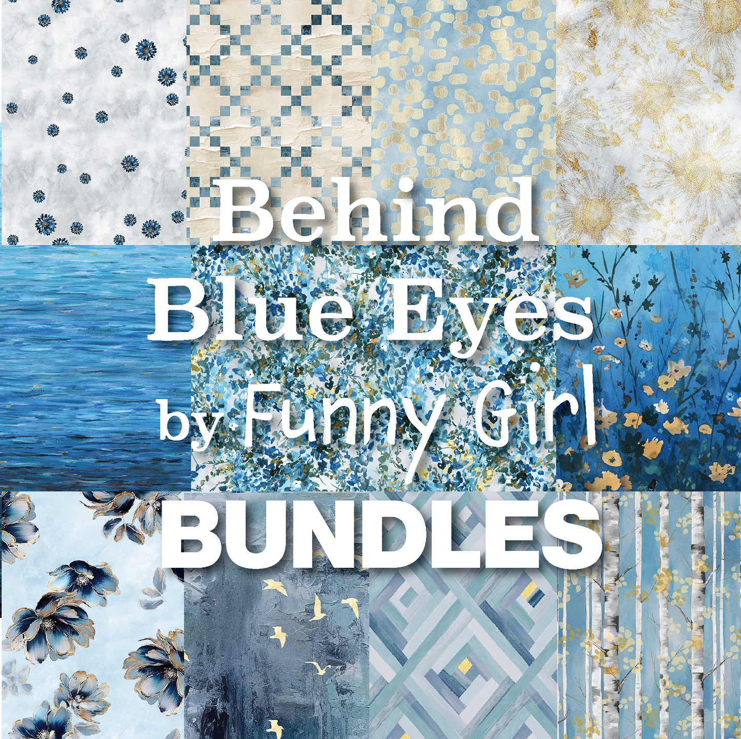 Behind Blue Eyes – 11-Piece Bundle – by Funny Girl with Studio E Fabrics