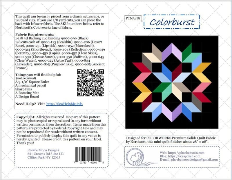 Colorburst Mini Quilt Pattern – by Phoebe Moon