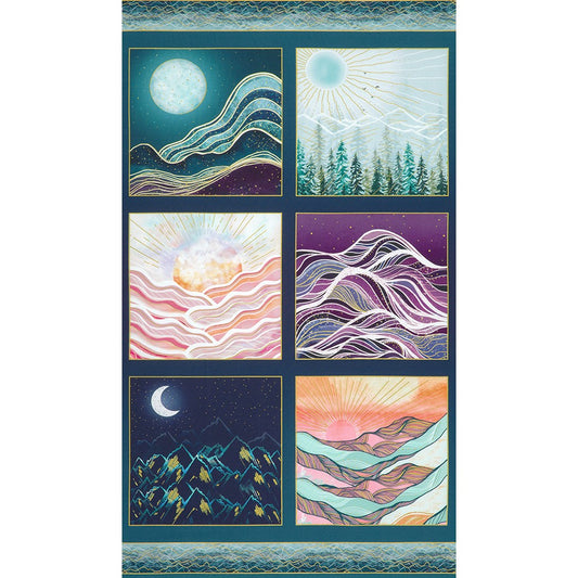 Hill Shine - Nature 24" Panel - by Rose Halsey with Robert Kaufman Fabrics