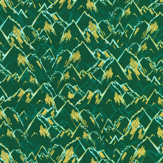 Hill Shine - Teal Mountains - by Rose Halsey with Robert Kaufman Fabrics