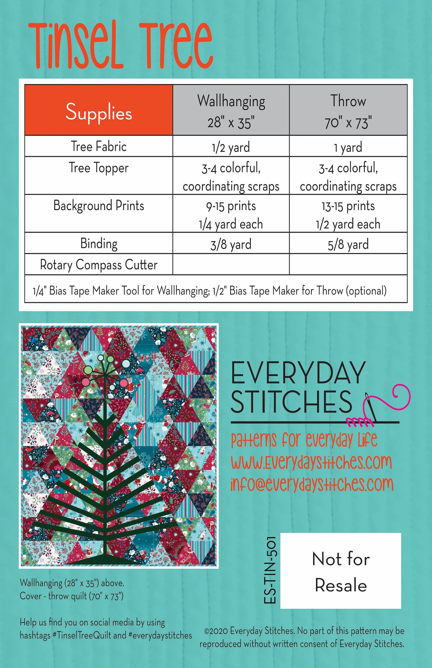 Tinsel Tree Quilt Pattern by Everyday Stitches