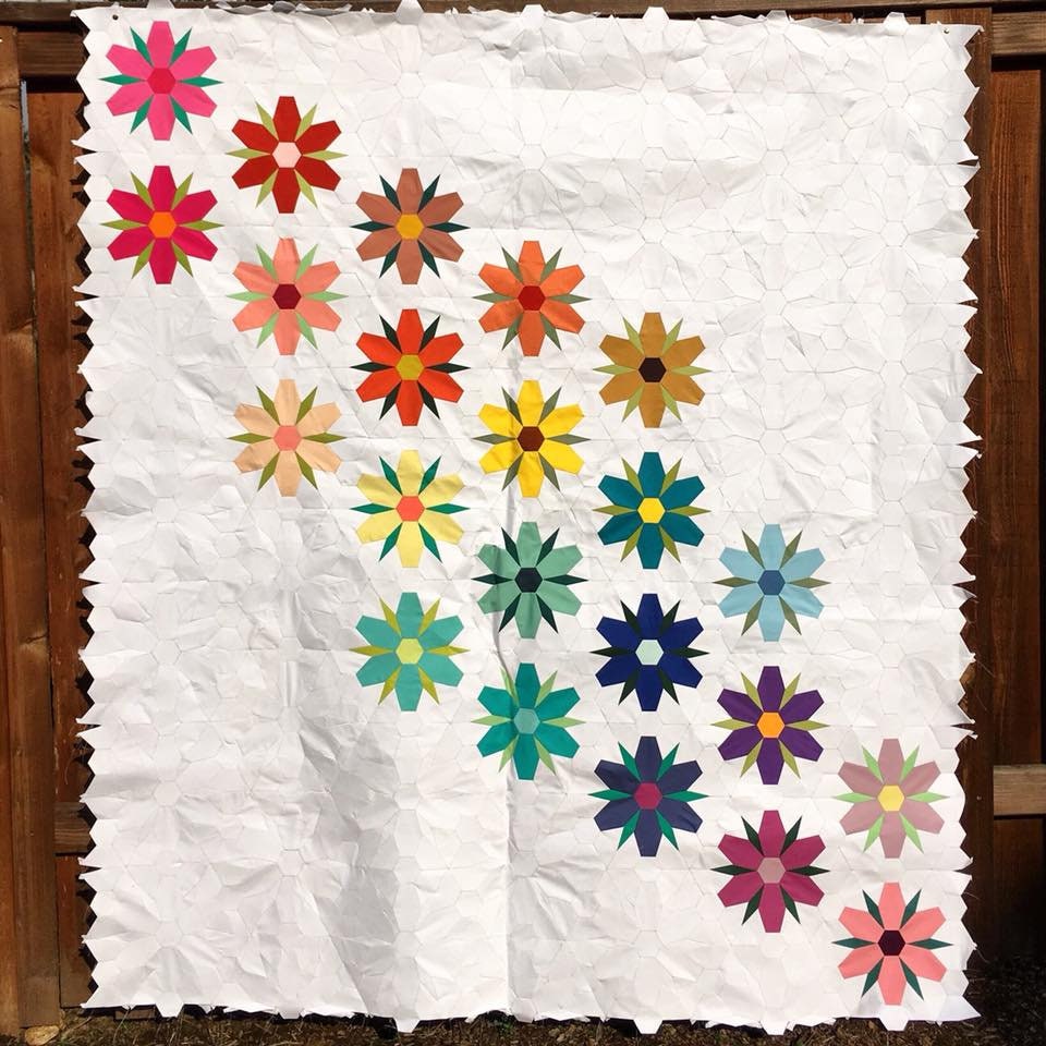 Flowermania English Paper Piecing Full Quilt (Papers Only)