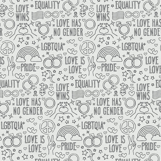 Love Wins Outlines (Half yard cut) - Love is Love Pride Fabrics - Mx Domestic