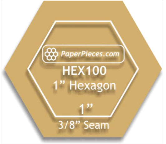 1" Hexagons: Acrylic Template With 3/8" Seam Allowance
