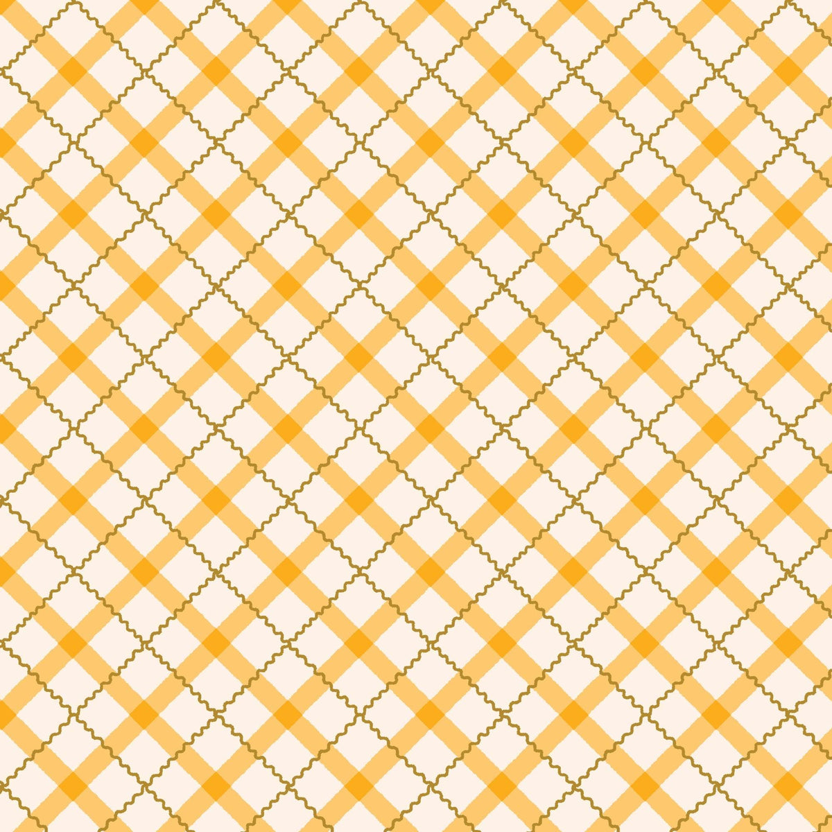 Retro Meadow - Tartan - Gold (Half Yard Cut) - by Sophie Rowe with Cloud9 Fabrics