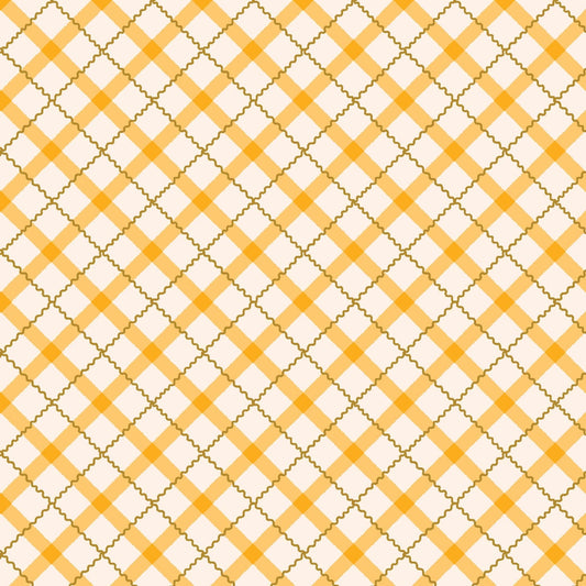 Retro Meadow - Tartan - Gold (Half Yard Cut) - by Sophie Rowe with Cloud9 Fabrics