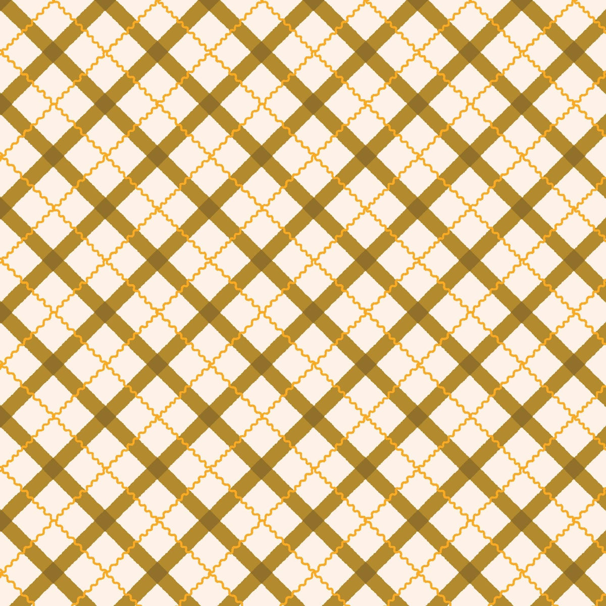 Retro Meadow - Tartan - Mustard (Half Yard Cut) - by Sophie Rowe with Cloud9 Fabrics