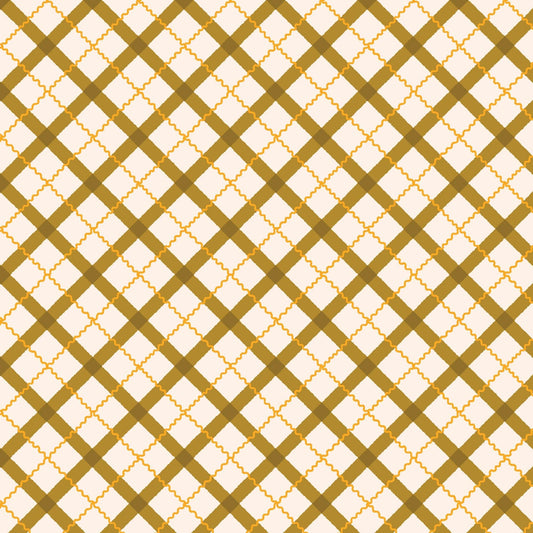 Retro Meadow - Tartan - Mustard (Half Yard Cut) - by Sophie Rowe with Cloud9 Fabrics
