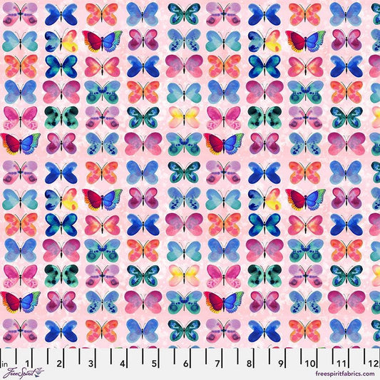 Love in the Wild – Sweet Wing Love - Pink (Half Yard Cut) – by Katy Tanis with FreeSpirit Fabrics