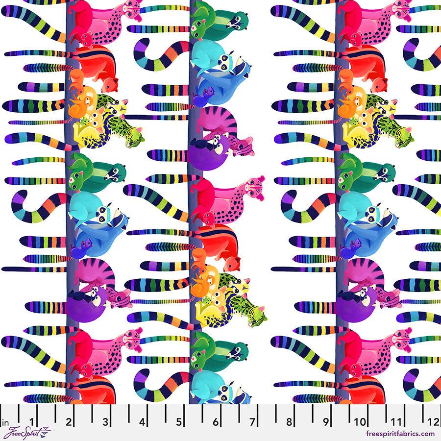 Love in the Wild – Ringtail Love Day - White (Half Yard Cut) – by Katy Tanis with FreeSpirit Fabrics