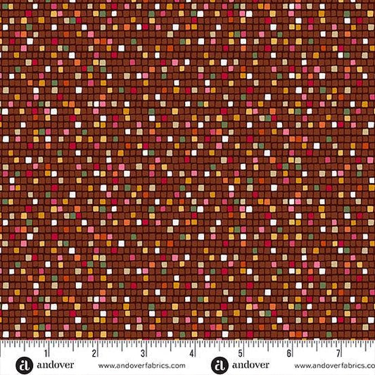 Golden by Makower UK – Mosaic (Brown) (Half Yard Cut) – by Makower UK with Makower UK