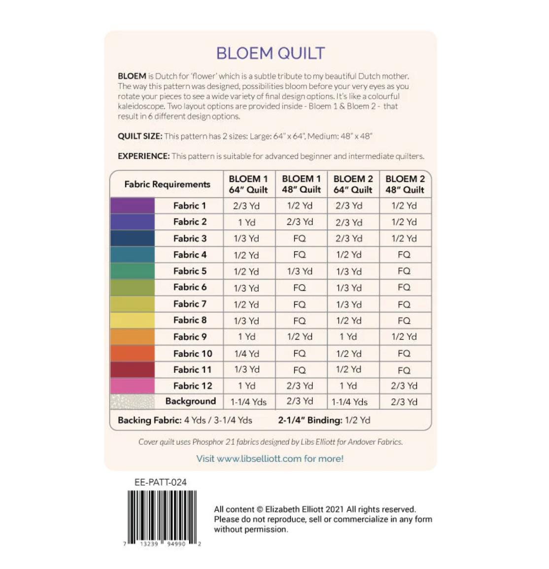 Bloem Quilt - Printed Pattern by Libs Elliott