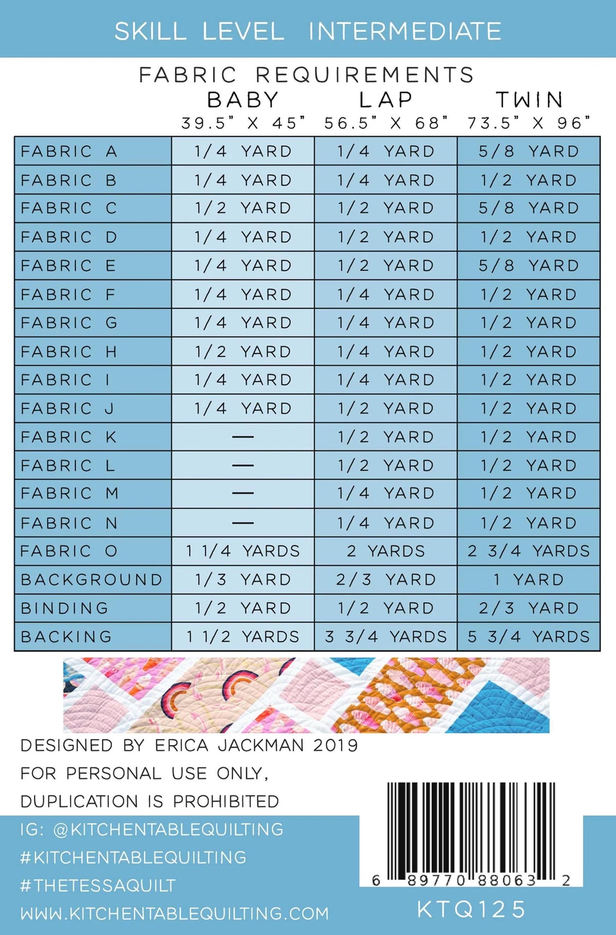 The Tessa Quilt Pattern by Kitchen Table Quilting