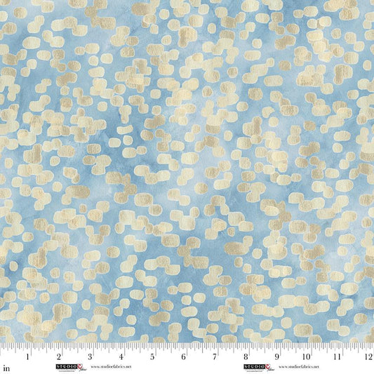 Behind Blue Eyes fabric – Golden Dots print – by Funny Girl for Studio E Fabrics