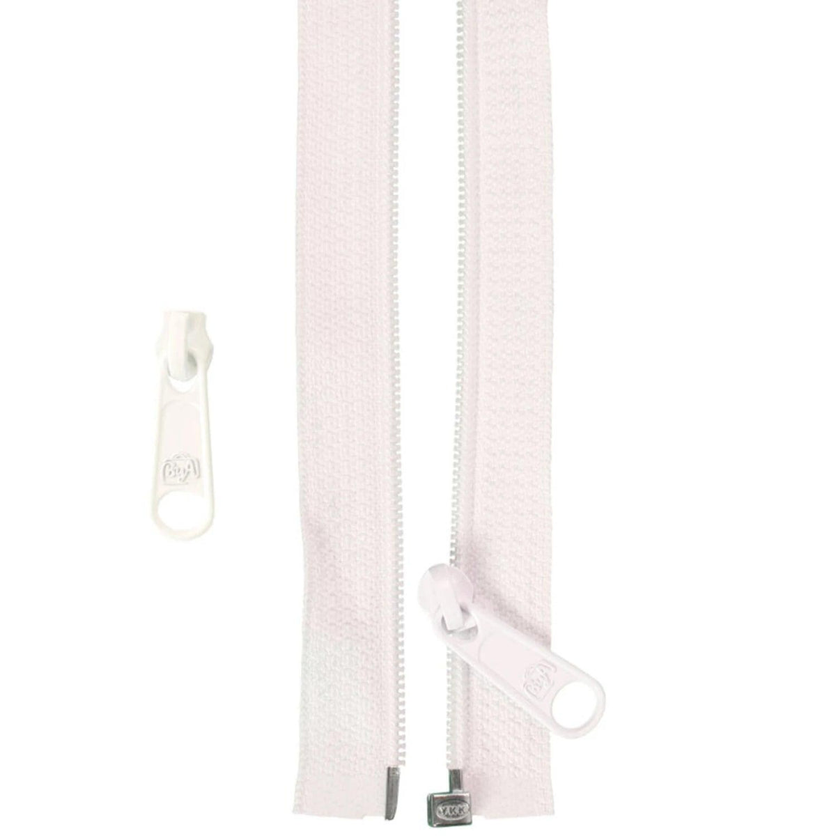 50in Separating Zipper and Extra Slide - White