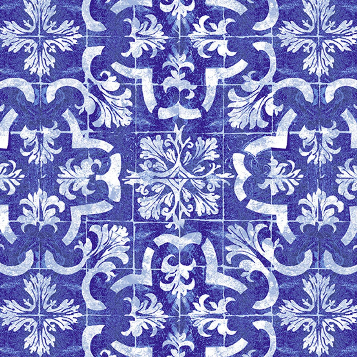 Ceramica - Tiles in Blue - by Two Can Art with Andover Fabrics