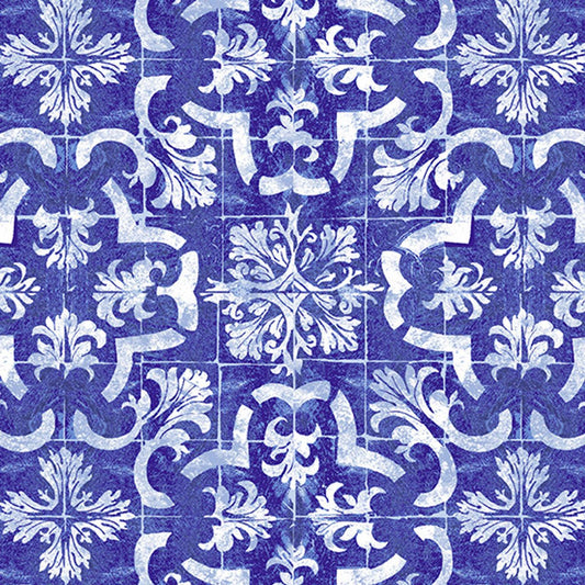 Ceramica - Tiles in Blue - by Two Can Art with Andover Fabrics