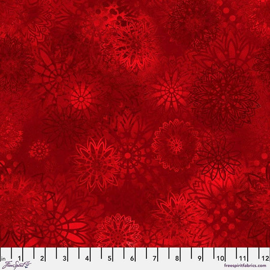 Textures - Medallions in Red by Sue Penn with Free Spirit Fabrics