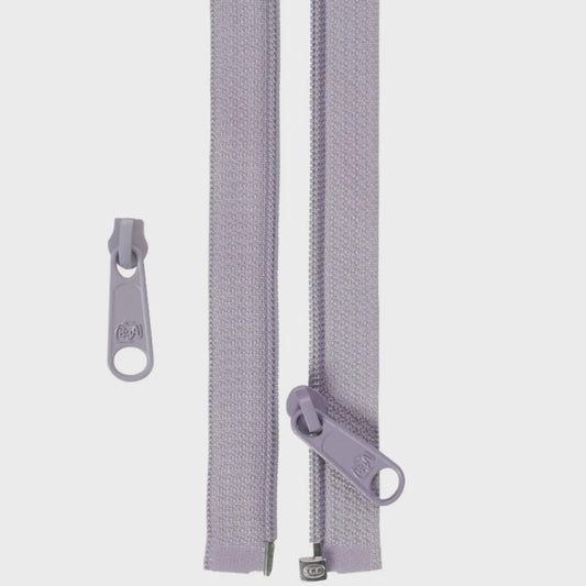 50in Separating Zipper and Extra Slide - Pewter