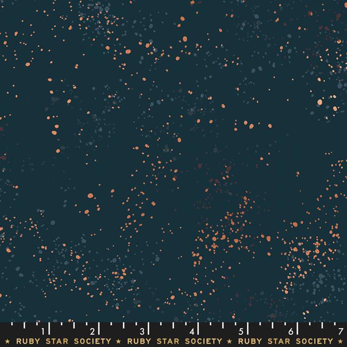 Speckled Metallic Fabric - Teal Navy - by Rashida Coleman Hale with Ruby Star Society