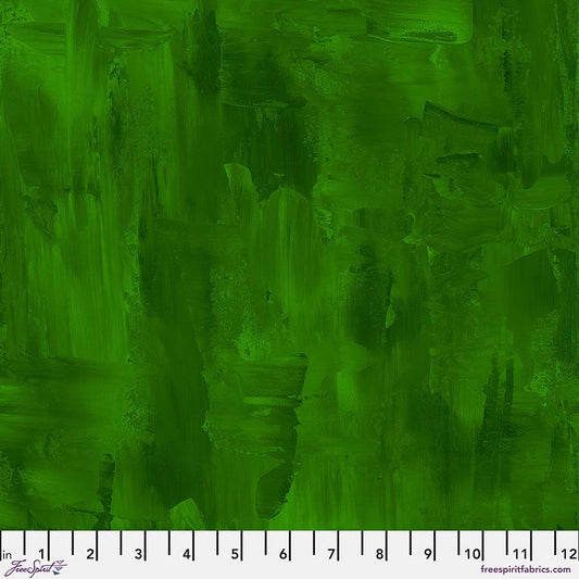 Textures - Brushstrokes in Green - by Sue Penn with Free Spirit Fabrics