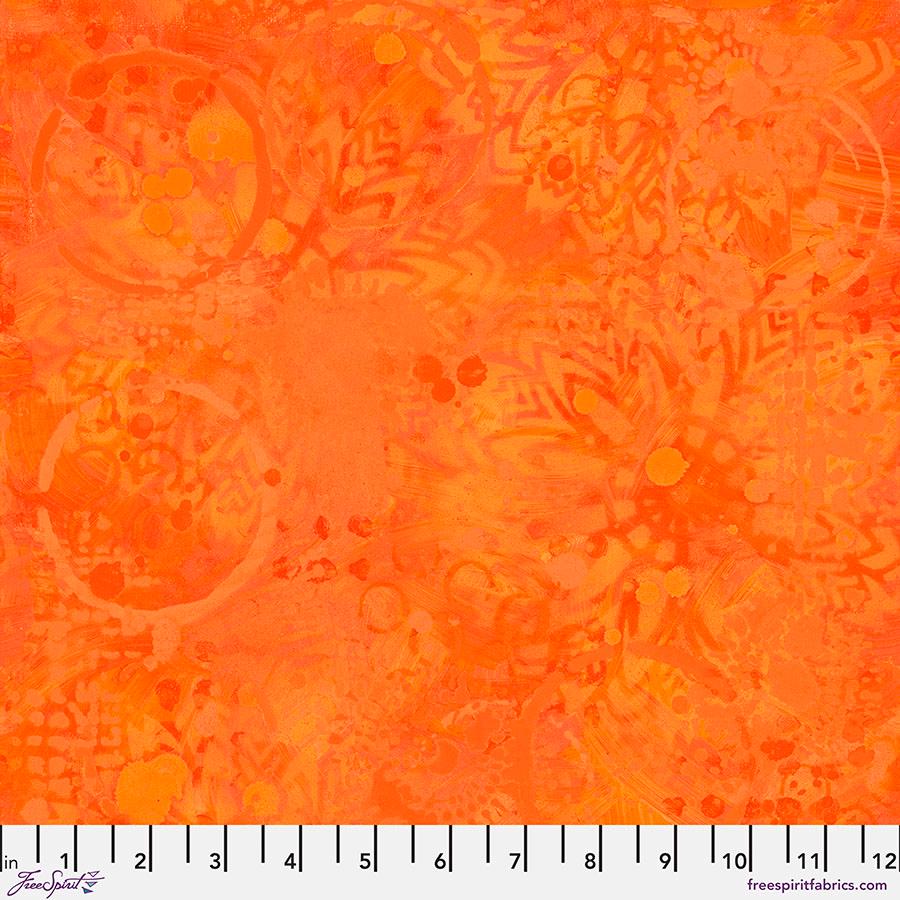Textures - Tonal Graffiti in Orange - by Sue Penn with Free Spirit Fabrics