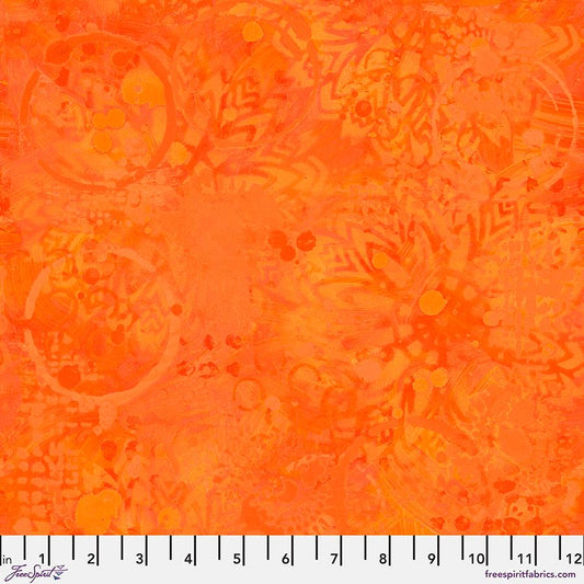 Textures - Tonal Graffiti in Orange - by Sue Penn with Free Spirit Fabrics