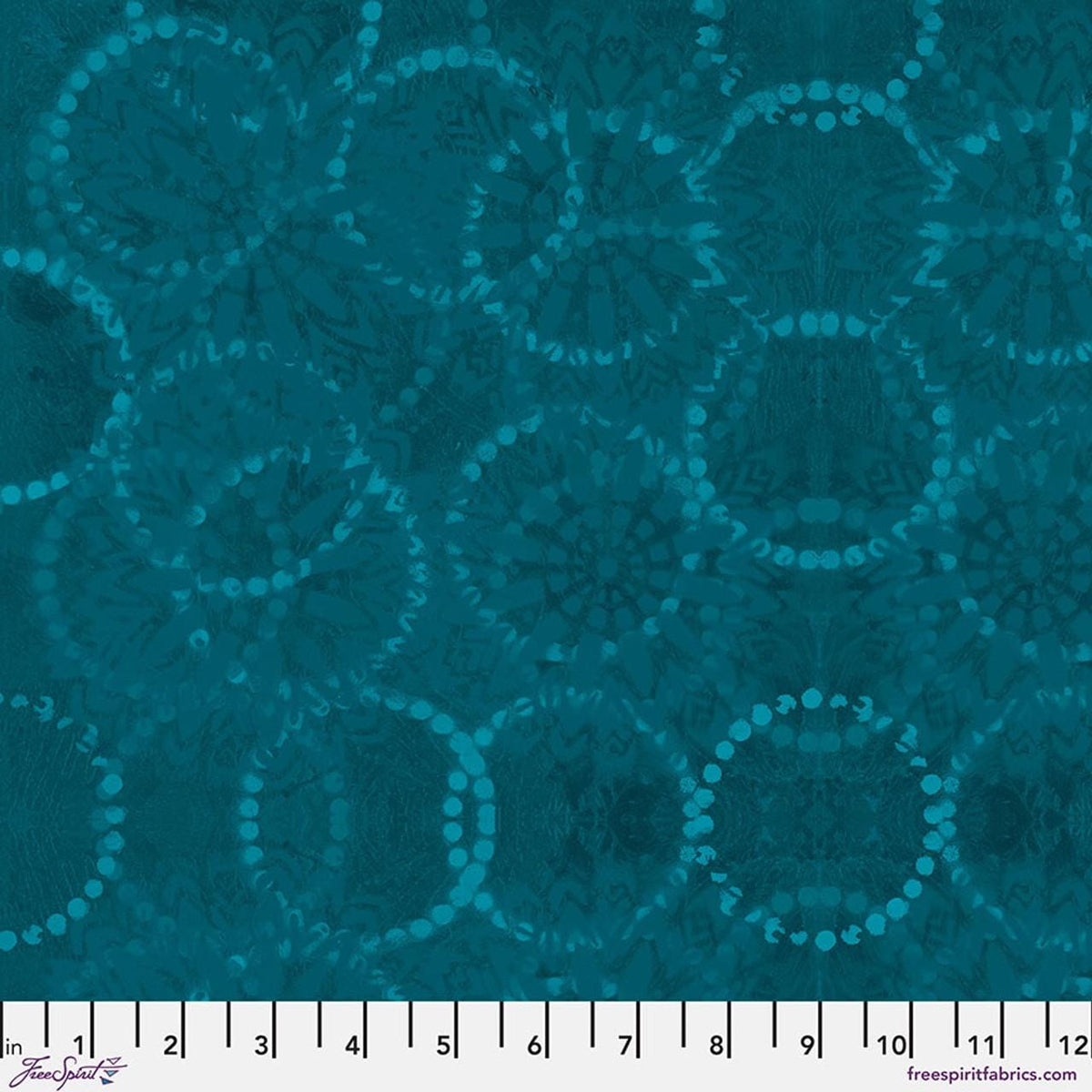 Textures - Rings in Dark Teal - by Sue Penn with Free Spirit Fabrics