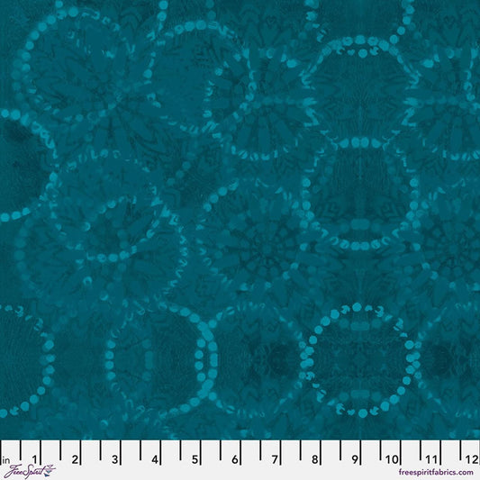 Textures - Rings in Dark Teal - by Sue Penn with Free Spirit Fabrics