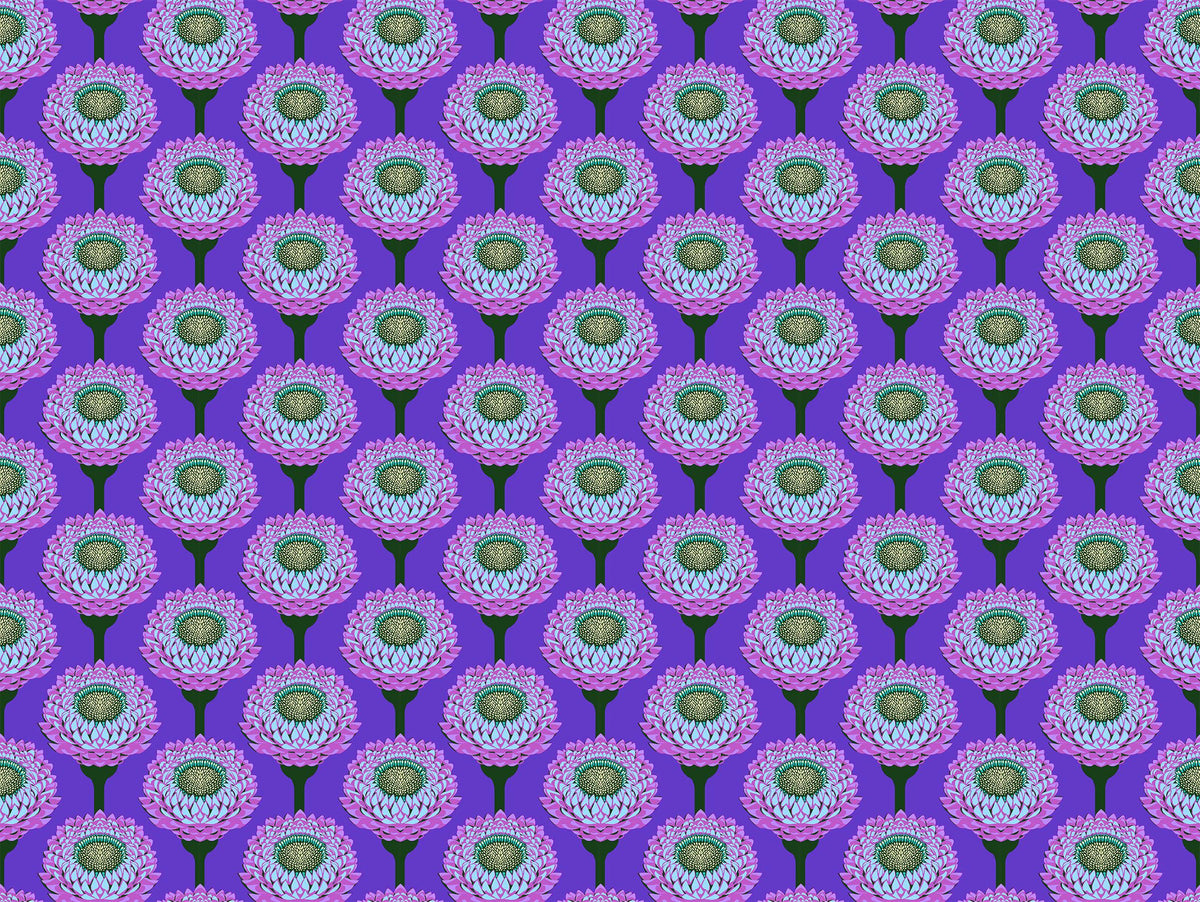 Iconic Fabric - Strawflower in Periwinkle - by Anna Maria Textiles