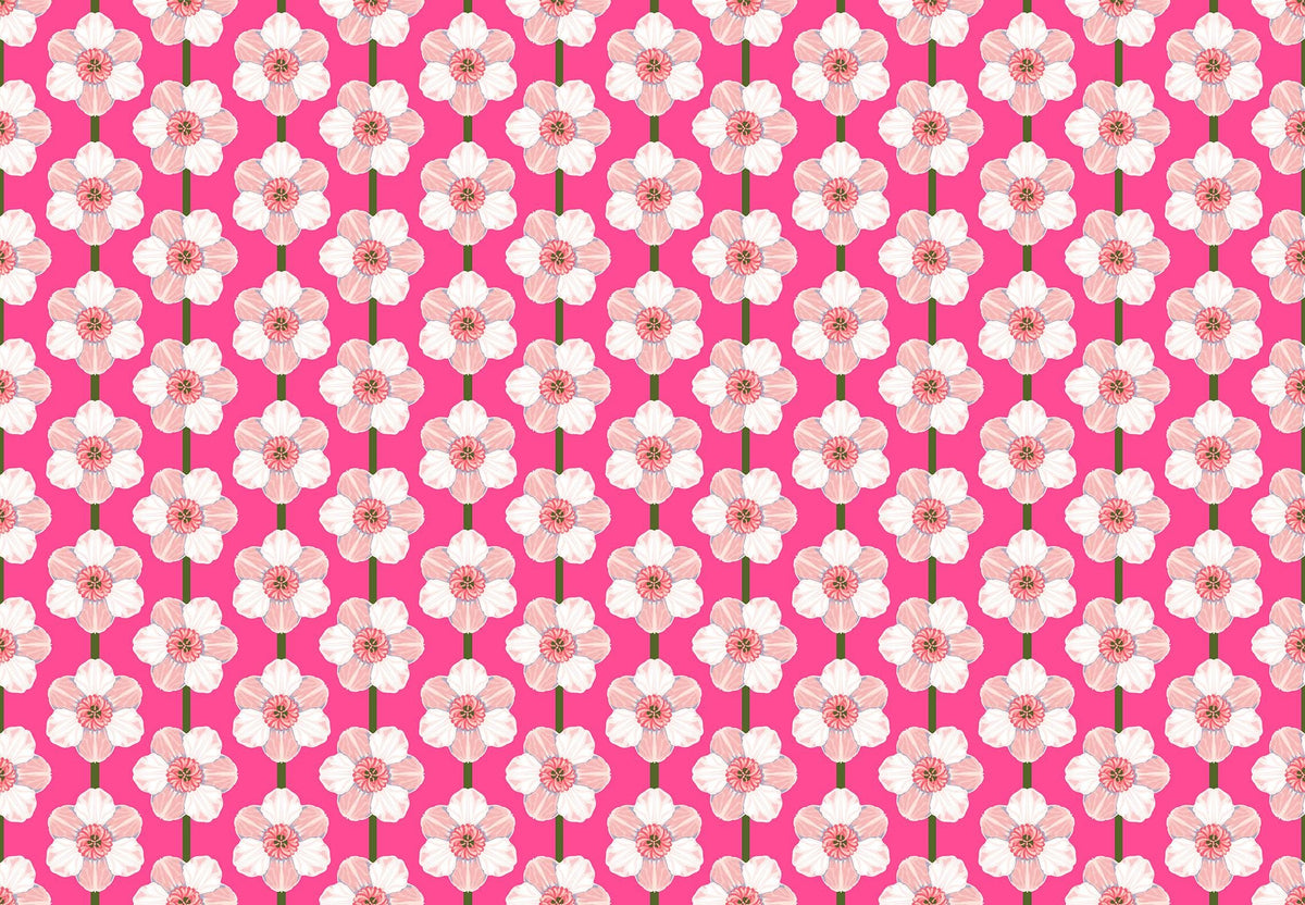 Iconic Fabric - Daffodil in Bubblegum - by Anna Maria Textiles