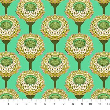 Iconic Fabric - Strawflower in Aqua - by Anna Maria Textiles