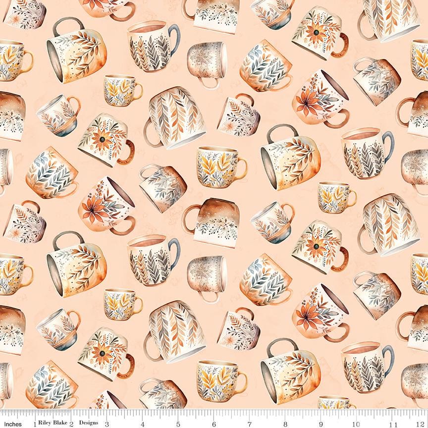 Coffee Time - Coffee Mugs in Shell - by RBD Designers with Riley Blake Designs