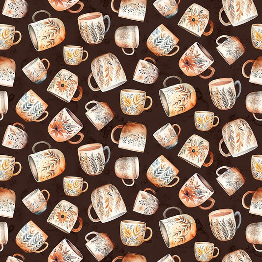 Coffee Time - Coffee Mugs in Brown - by RBD Designers with Riley Blake Designs