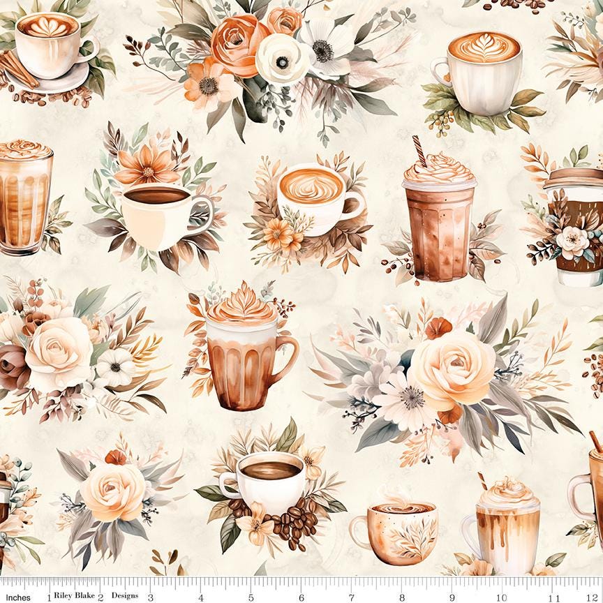 Coffee Time - Main in Cream - by RBD Designers with Riley Blake Designs