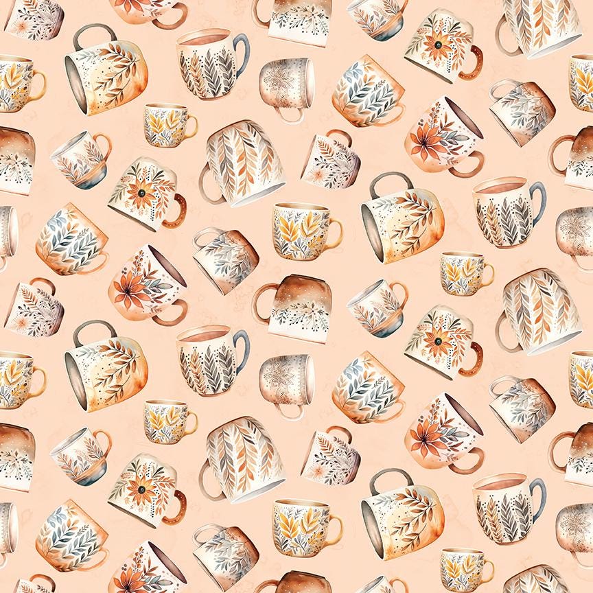 Coffee Time - Coffee Mugs in Shell - by RBD Designers with Riley Blake Designs