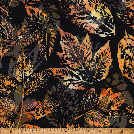 Bali Batik - Ember Glow - Xray Leaves in October - by Hoffman Fabrics