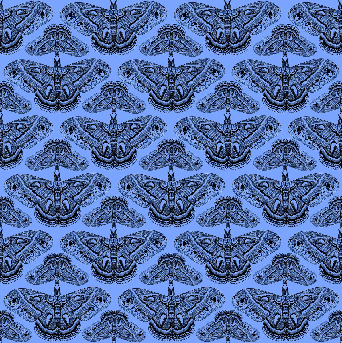 Indelible Ink - Cecropia in Cerulean - by Anna Maria Textiles