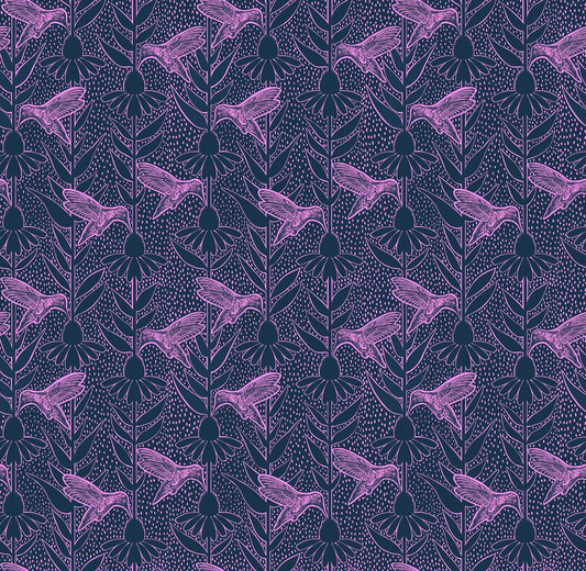 Indelible Ink - Humming in Navy - by Anna Maria Textiles