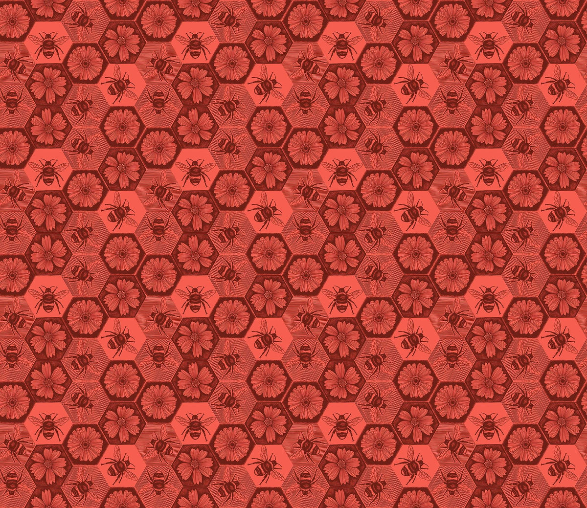 Indelible Ink - Busy in Coral - by Anna Maria Textiles