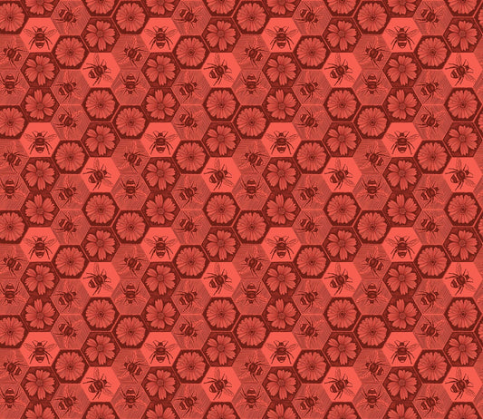 Indelible Ink - Busy in Coral - by Anna Maria Textiles