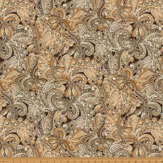 Petal & Twist Quilting Cotton - Latte - by Hoffman Fabrics