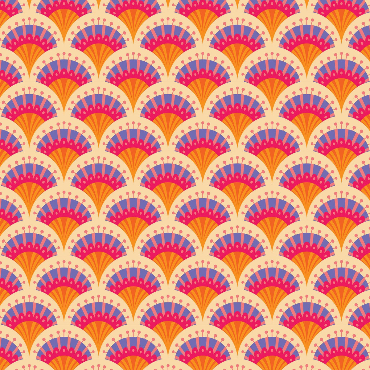Blooming Garden - Fan Flowers in Pale Orange - by Jojulein Design with Cloud 9 Organic Fabrics