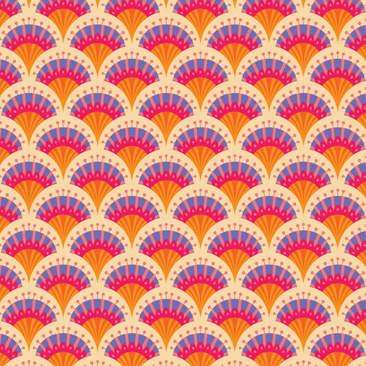 Blooming Garden - Fan Flowers in Pale Orange - by Jojulein Design with Cloud 9 Organic Fabrics